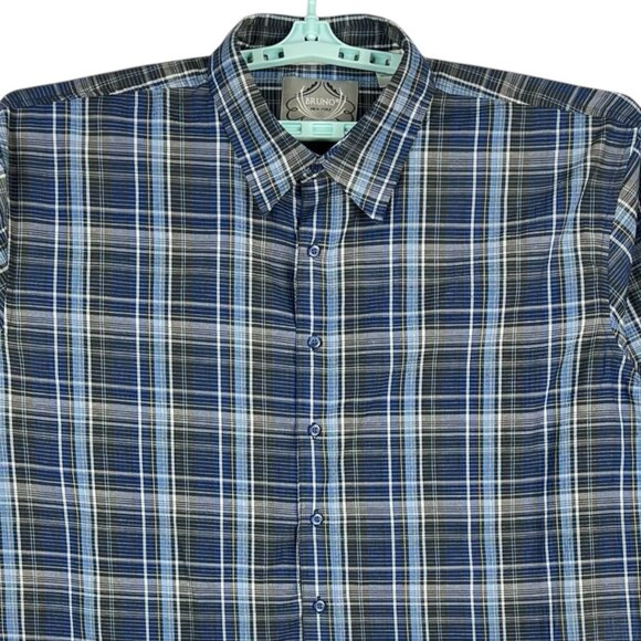Bruno New York Men's Blue Plaid Button-Down Long Sleeve Shirt Size XL NWT - Picture 3 of 9